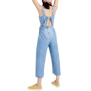 Madewell Denim Apron Bow-Back Jumpsuit Overalls
